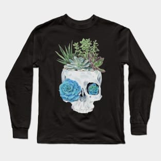 Succulent Plant Skull Long Sleeve T-Shirt